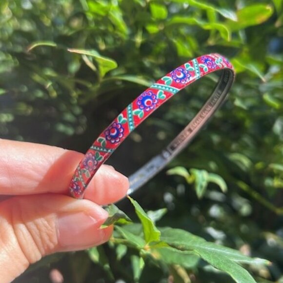 MICHAELA FREY Enamel Red Green Blue Floral Bangle BRACELET - Picture 2 of 11